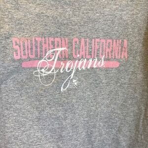 USC Trojans Gray Short Sleeve Shirt Sz M Pink White Tommy Trojan